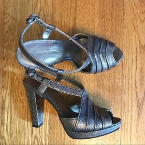 Banana Republic platform heels bronze snake print